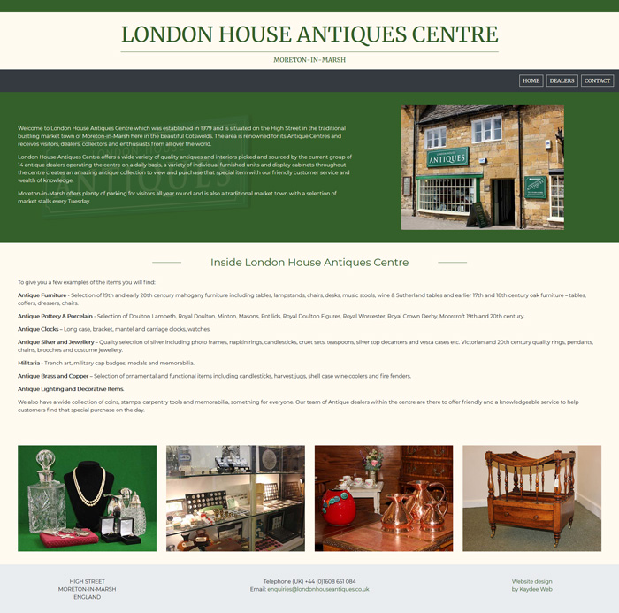 Antiques website design