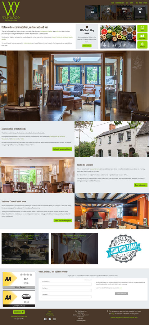 Hotel and restaurant website design
